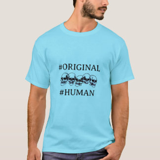 #HUMAN WITH SKULLS IN BLUE T SHIRT