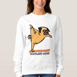Human-Yoga-Hund-Funny nedåt T Shirt