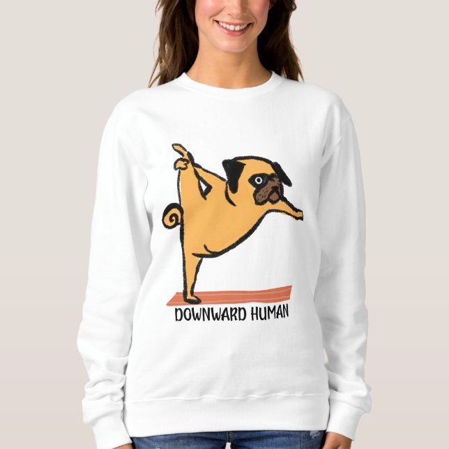 Human-Yoga-Hund-Funny nedåt T Shirt (Framsida)