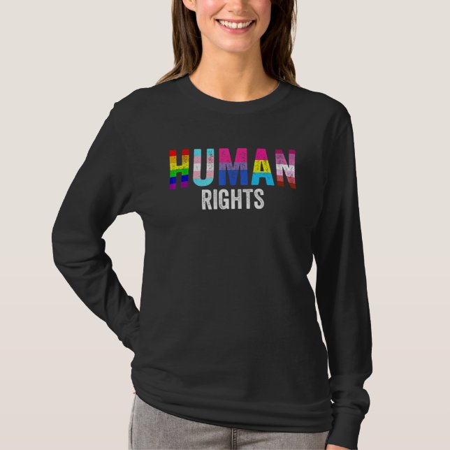 Humana Höger Lgbt Flaggor Allyship Gay pride Month T Shirt (Framsida)