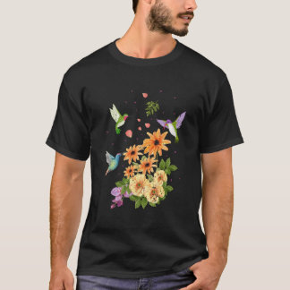 Humande fåglar och blommor från fågeln t shirt
