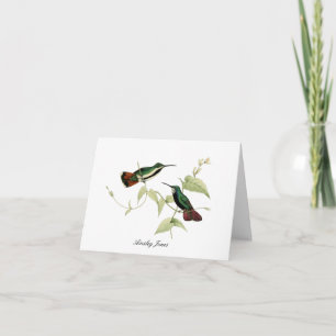 Humande fåglar och blommor tack kort