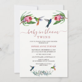 Humande fåglar Twillingar Rosa Protea Baby i Bloom Inbjudningar