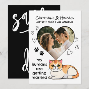 Humaner Gifta sig Cute Cat Lovers Hand plockade Spara Datumet