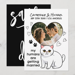 Humaner Gifta sig Cute Cat Lovers Hand plockade Spara Datumet