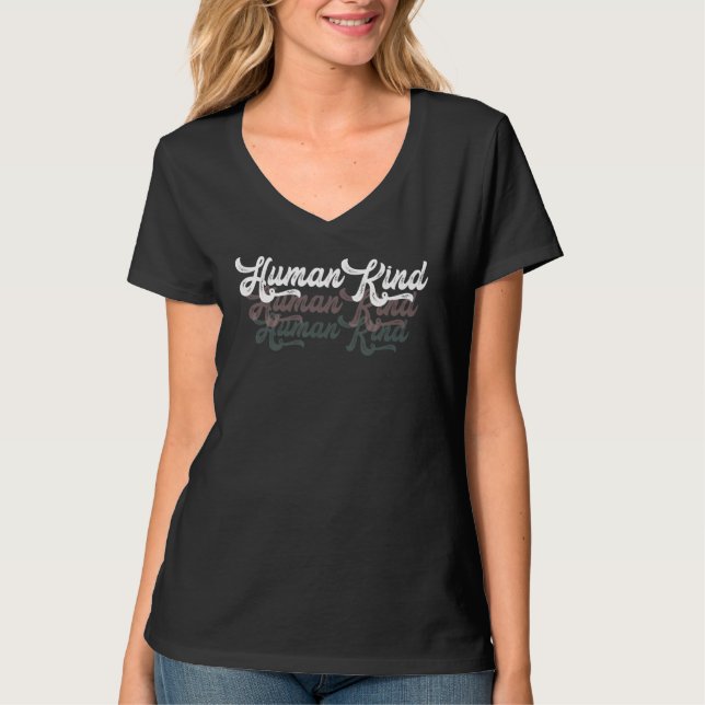 Humanind human Kind är både Retro-skript T Shirt (Framsida)