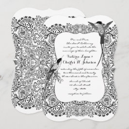 Humanitär Hummingbird Black and White Mönster Inbjudningar