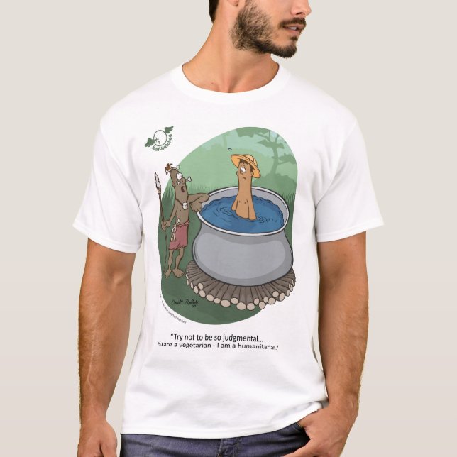 Humanitär kontra vegetabilisk t shirt (Framsida)