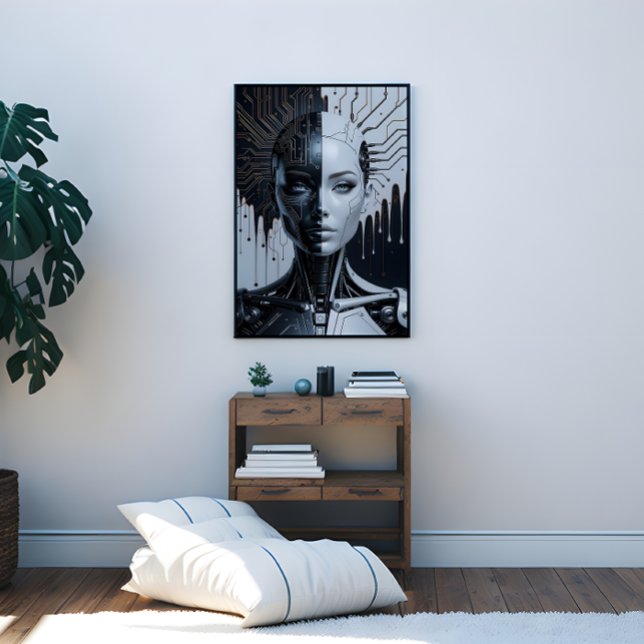 Humanoid artificiell intelligens canvastryck (Humanoid Artificial Intelligence Canvas Print)