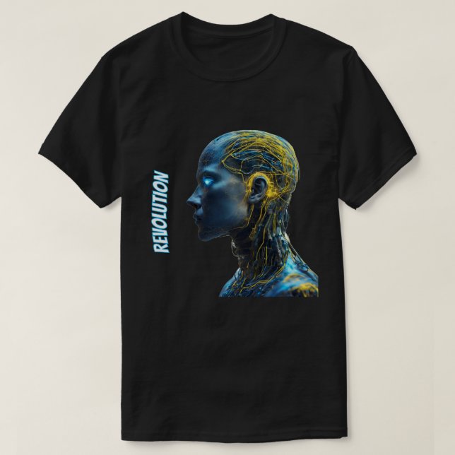 Humanoid Robot Ansikte Artificial Intelligence Tec T Shirt (Design framsida)