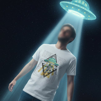 Humans finns inte Funny Geek Ufo Alien Graphic T Shirt
