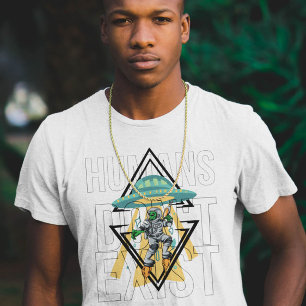 Humans finns inte Funny Geek Ufo Alien Graphic T Shirt