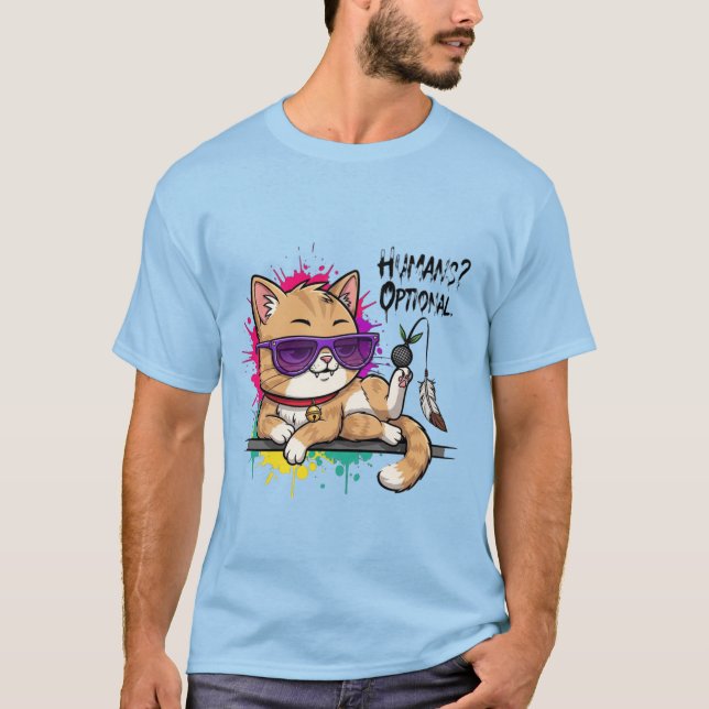 Humans? Optional – Cool Cat in Sunglasses  T Shirt (Framsida)