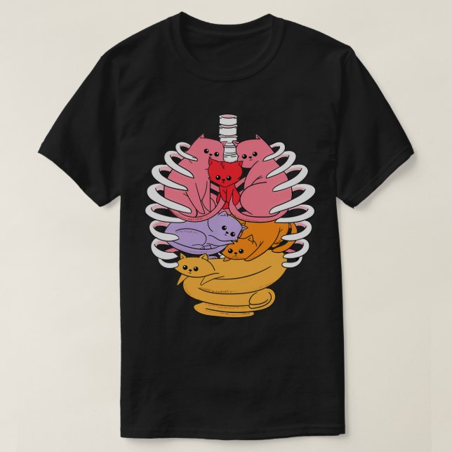 Humant anatomi Inspired Cat Organs Relaterat revbe T Shirt (Design framsida)