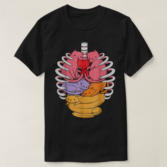 Humant anatomi Inspired Cat Organs Relaterat revbe T Shirt (Design framsida)