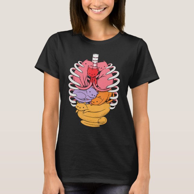 Humant anatomi Inspired Cat Organs Relaterat revbe T Shirt (Framsida)