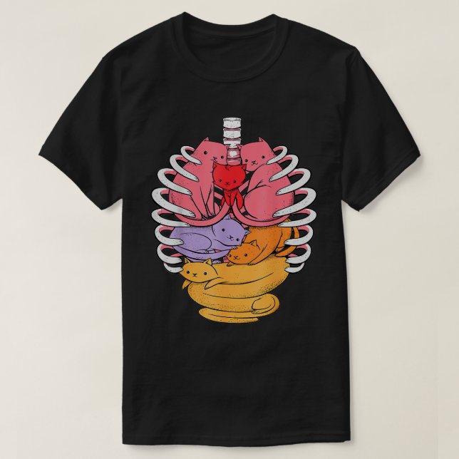 Humant anatomi Inspired Cat Organs Relaterat revbe T Shirt (Design framsida)