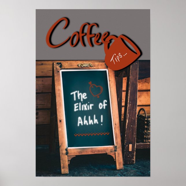 Humant chalkboard-citat av rött kaffe i mugg köket poster (Framsidan)