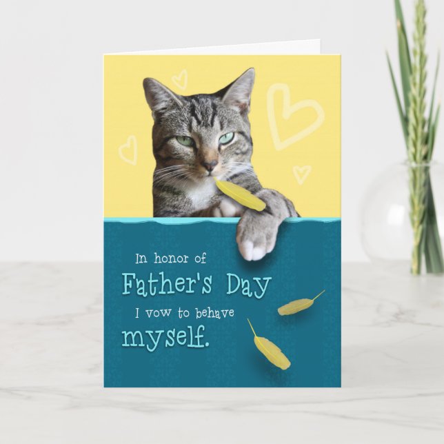 Humant Fars dag-kort med Naughty Cat Kort (Framsida)