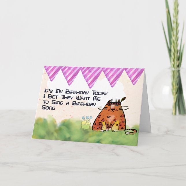 Humant födelsedagskort för en katt kort (Framsida)