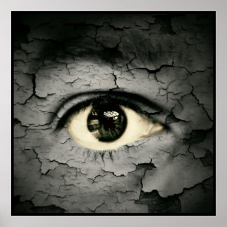Humant öga, rundat av skalad hud poster