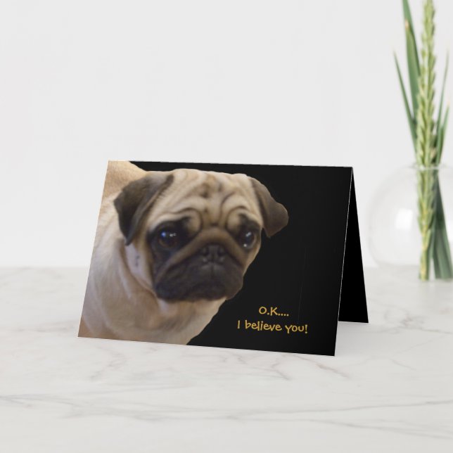 Humant Pug Birthday Card Kort (Framsida)