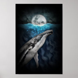 Humapback Whale by Moonlight Poster