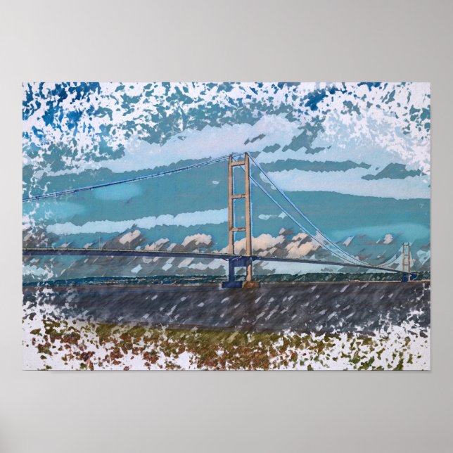 Humber Bridge Impressionistiskt Landskap Poster (Framsidan)
