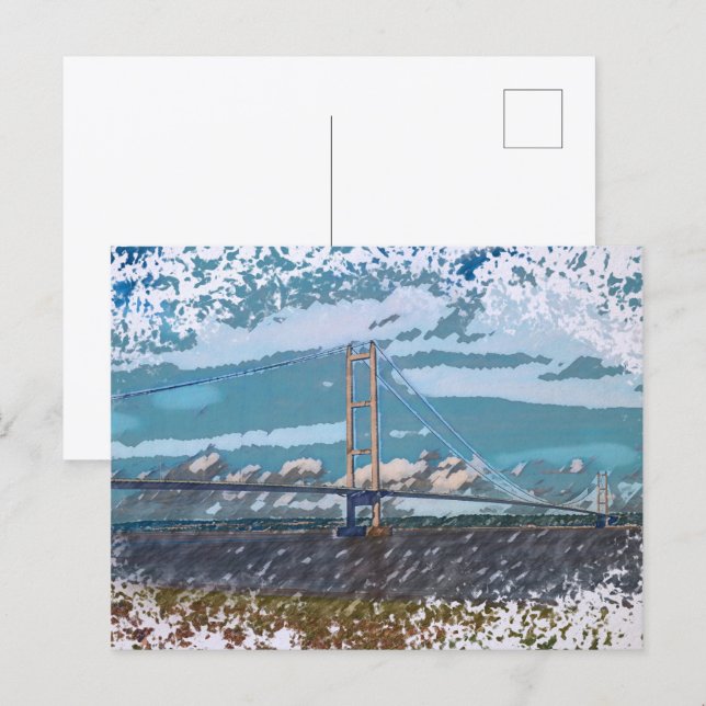 Humber Bridge Impressionistiskt Landskap Vykort (Fram/baksida)