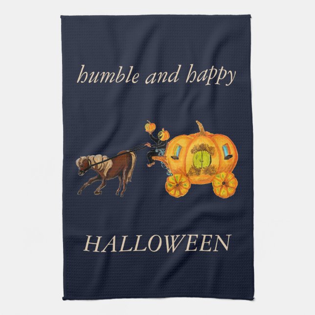 Humble & Happy halloween Horse Pumpkin Carriage Kökshandduk (Vertikal)