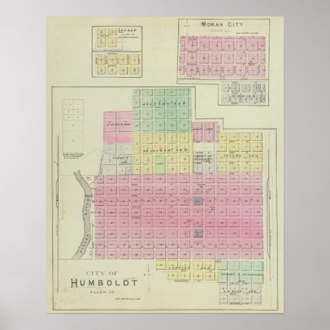Humboldt, Moran City och Laharp, Kansas Poster (Framsidan)