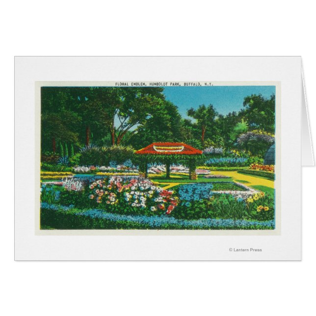 Humboldt Park Blommigt Emblem View Hälsningskort (Framsidan Horizontal)
