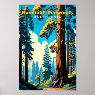 Humboldt Redwood California Travel Art Vintage Poster