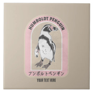Humbolt penguin japansk skrift kakelplatta