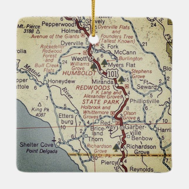 Humbolt Redwood State Park Julgransprydnad Keramik (Baksida)