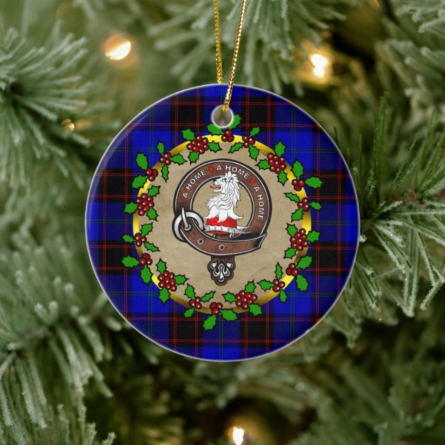 Hume/Home Klan Badge & Tartan Personlig Julafton Julgransprydnad Keramik (Träd)