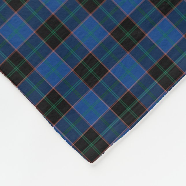 Hume Klan Royal Blue och Black Tartan Fleecefilt (Hörn)