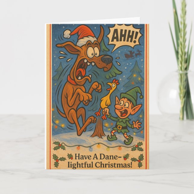 Humerous great Dane Christmas Card Helgkort (Framsida)