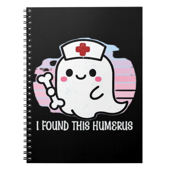 Humerus Funny Halloween Nurse Ghost B Anteckningsbok (Framsidan)