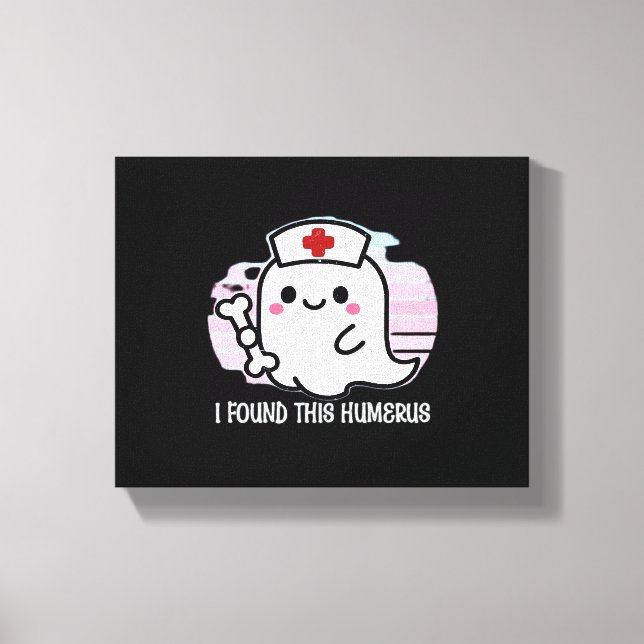 Humerus Funny Halloween Nurse Ghost B Canvastryck (Framsida)