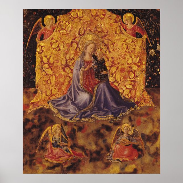 Humilitära Madonna med Kristus Child och Änglar Poster (Framsidan)