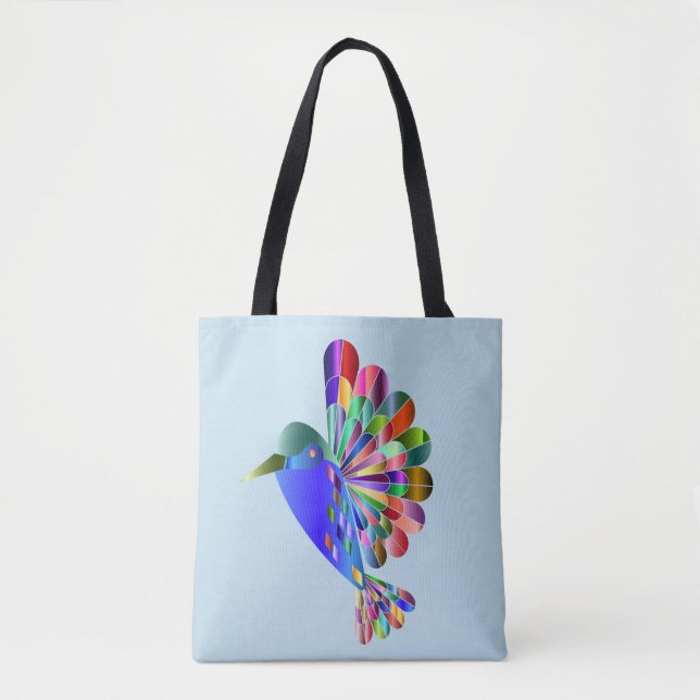 HUMINGBIRD ART RAINBOW FÄRG TOTE TYGKASSE (Framsida)