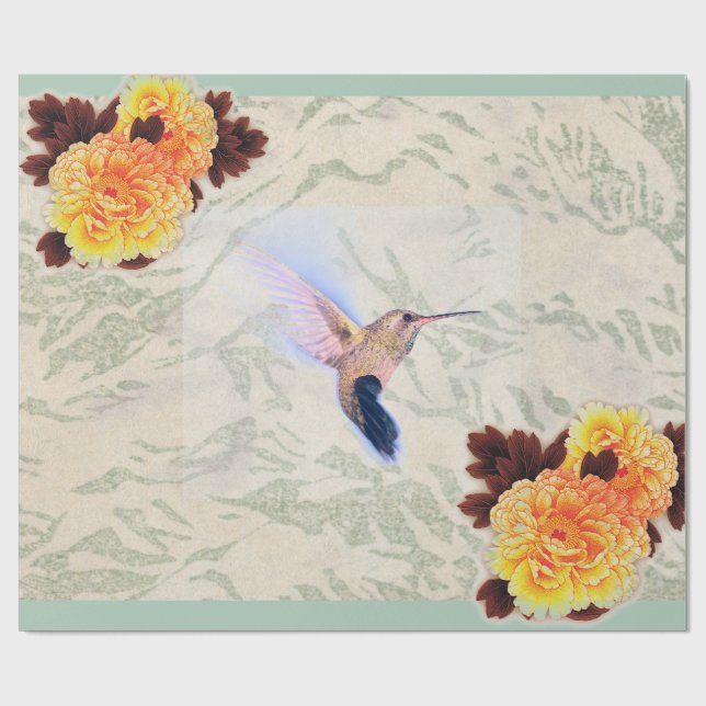 HUMINGBIRD MARIGOLD Wrapping Papper Presentpapper (Platt)