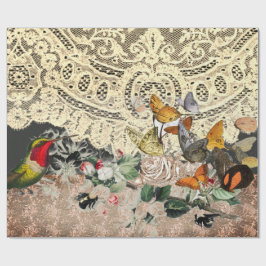 HUMINGBIRD SNÖRE OCH BLOMMMAR SOM BLANDAR Papprare Presentpapper