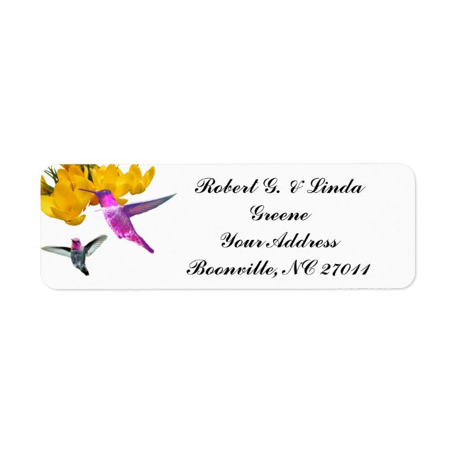 HUMINGBIRDS ETIKETT RETURADRESS ETIKETT (Framsidan)