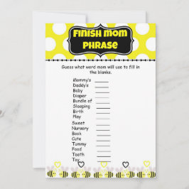 Humla Avslutar Mamma Phrases Baby Shower Game