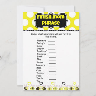Humla Avslutar Mamma Phrases Baby Shower Game