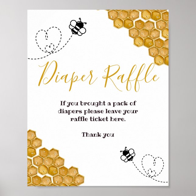 Humla Babyschare Party Diaper Raffle-skylt Poster (Framsidan)