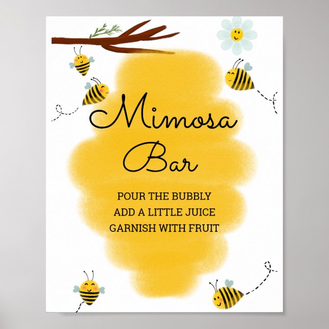 Humla babyskylt Mimosa Bear Sign Poster (Framsidan)