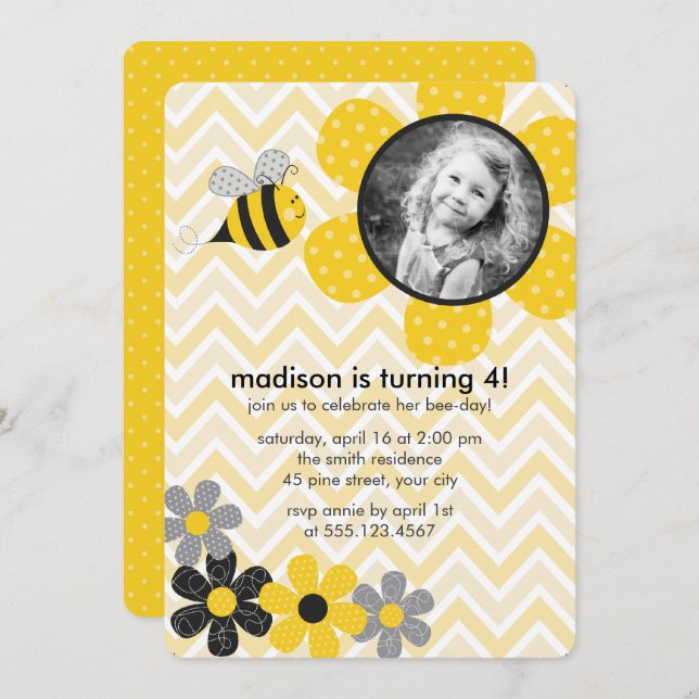 Humla Barns födelsedag Party Inbjudningar (Fram/baksida)